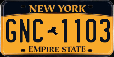 NY license plate GNC1103