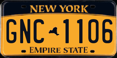 NY license plate GNC1106