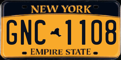 NY license plate GNC1108