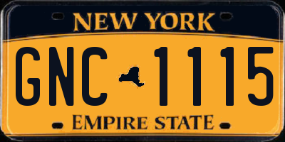NY license plate GNC1115