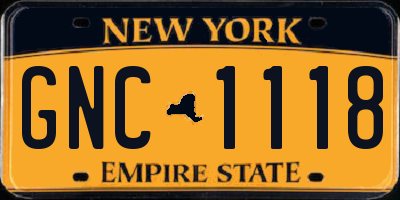 NY license plate GNC1118
