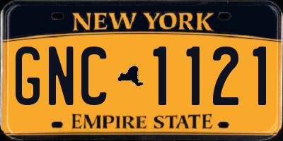 NY license plate GNC1121