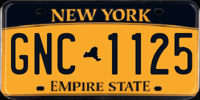 NY license plate GNC1125
