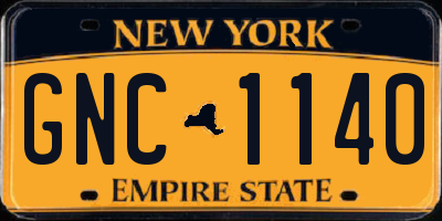 NY license plate GNC1140