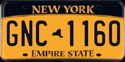 NY license plate GNC1160