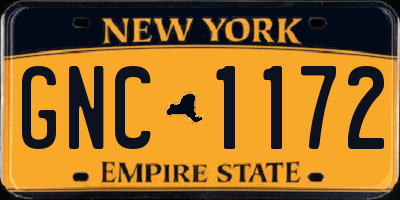 NY license plate GNC1172