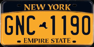 NY license plate GNC1190