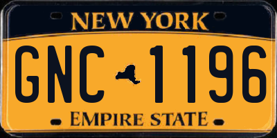 NY license plate GNC1196