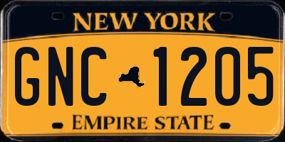 NY license plate GNC1205