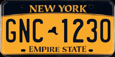 NY license plate GNC1230