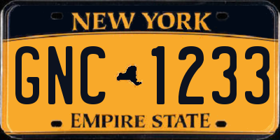 NY license plate GNC1233