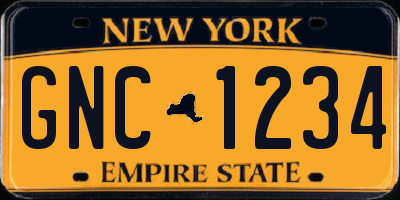 NY license plate GNC1234