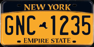 NY license plate GNC1235