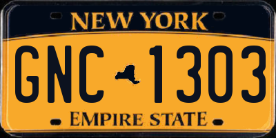 NY license plate GNC1303