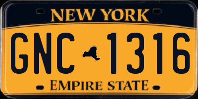 NY license plate GNC1316