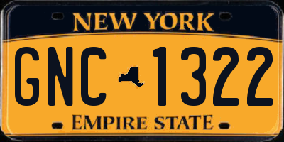 NY license plate GNC1322
