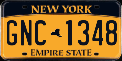 NY license plate GNC1348