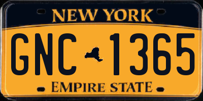 NY license plate GNC1365
