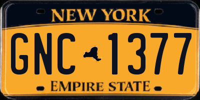 NY license plate GNC1377