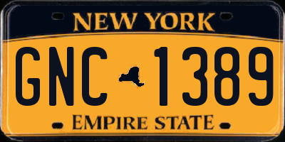 NY license plate GNC1389