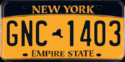 NY license plate GNC1403