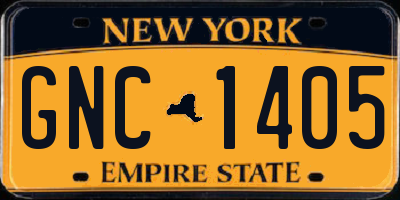 NY license plate GNC1405