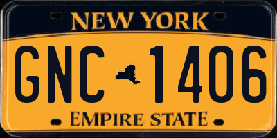 NY license plate GNC1406