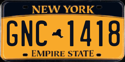 NY license plate GNC1418