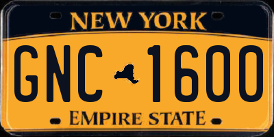 NY license plate GNC1600