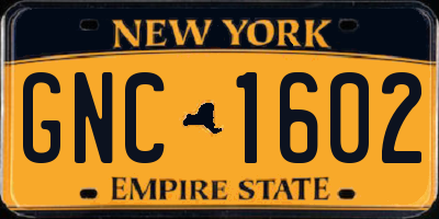 NY license plate GNC1602