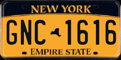 NY license plate GNC1616