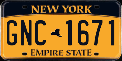 NY license plate GNC1671