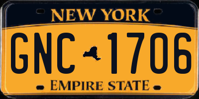 NY license plate GNC1706