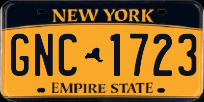 NY license plate GNC1723