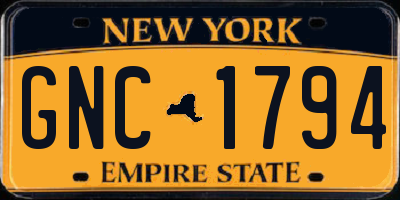 NY license plate GNC1794