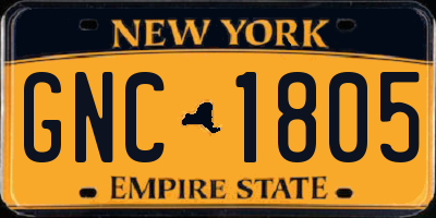 NY license plate GNC1805