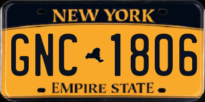 NY license plate GNC1806