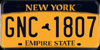 NY license plate GNC1807