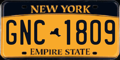 NY license plate GNC1809