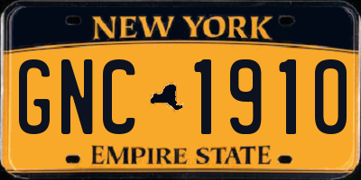 NY license plate GNC1910