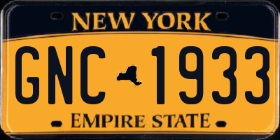 NY license plate GNC1933