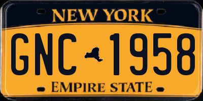 NY license plate GNC1958