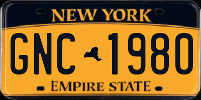 NY license plate GNC1980