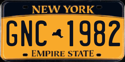 NY license plate GNC1982