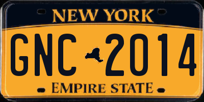 NY license plate GNC2014