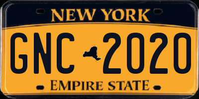 NY license plate GNC2020