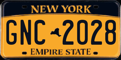 NY license plate GNC2028