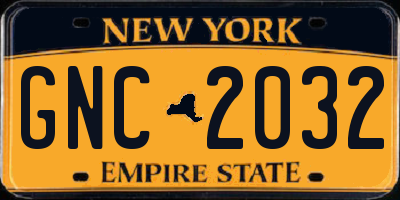 NY license plate GNC2032