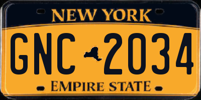 NY license plate GNC2034