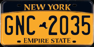 NY license plate GNC2035